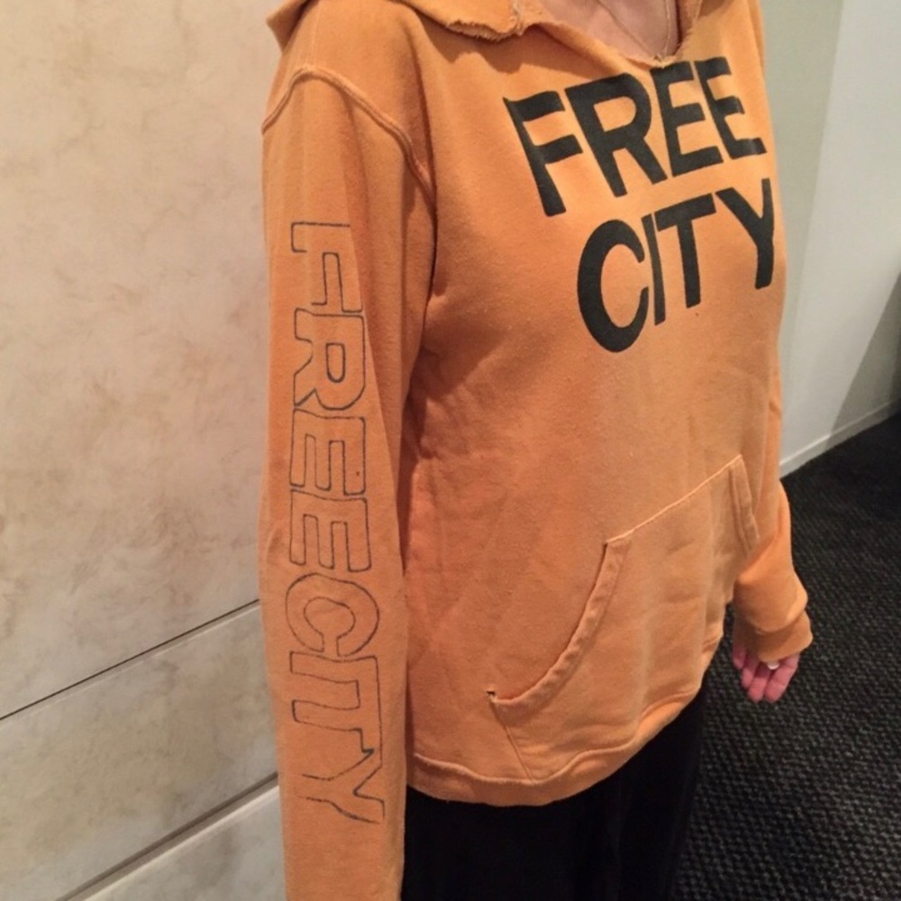 Free City Orange Hoodie Y2K 90s Vintage Sweats